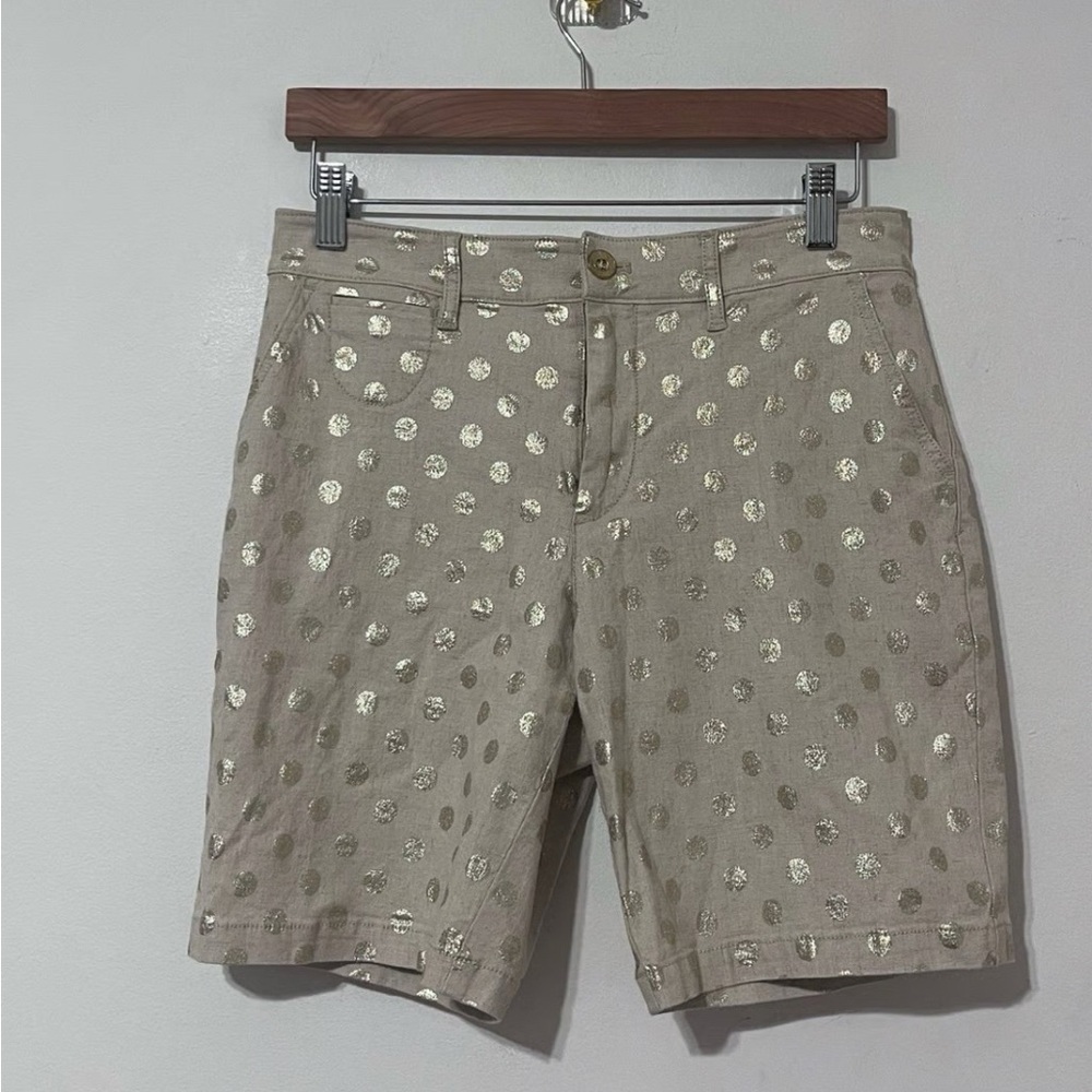 Anthropologie Gold Foil Polka Dot Bermuda Shorts Size 26 - Picture 3 of 5